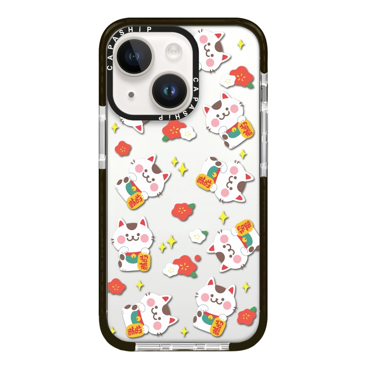 

For iPhone 13 mini Simple Illustration Pattern Full Coverage Phone Case(Lucky Cat A)