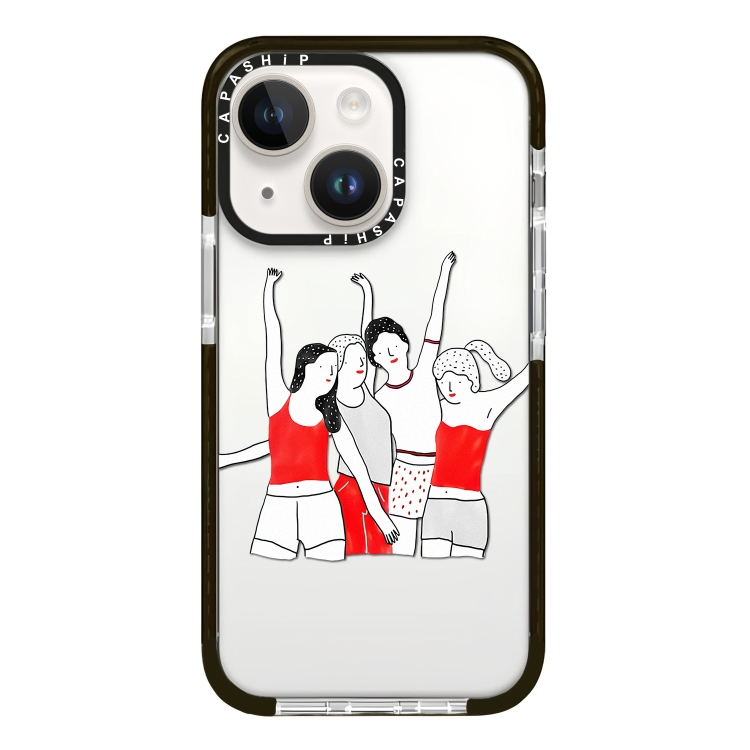 

For iPhone 14 Simple Illustration Pattern Full Coverage Phone Case(Happy Friend B)