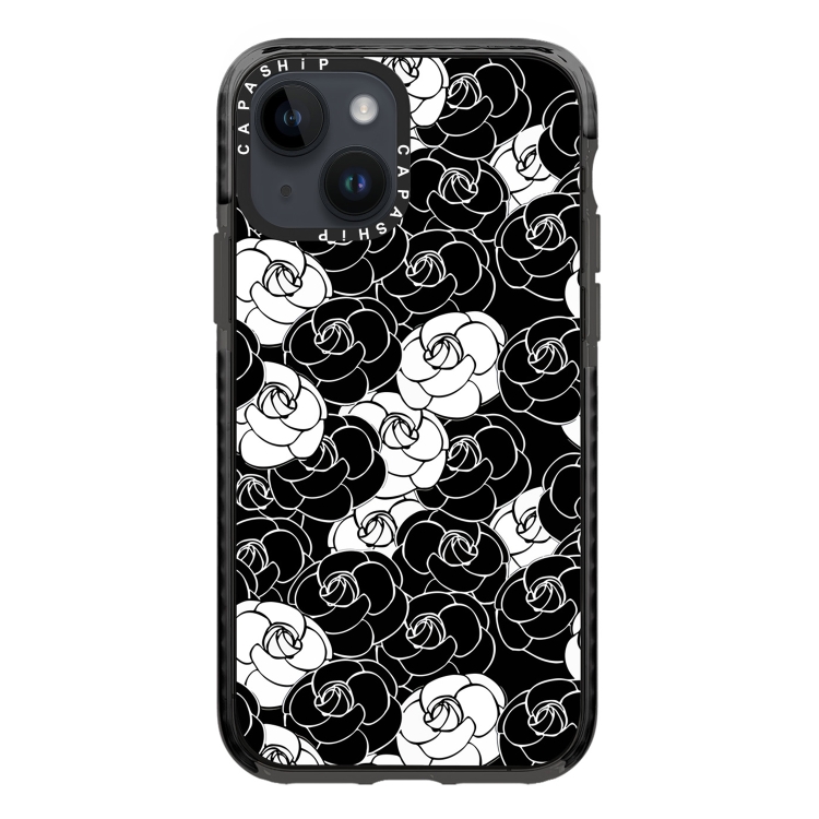 

For iPhone 14 Simple Illustration Pattern Full Coverage Phone Case(Camellia A)