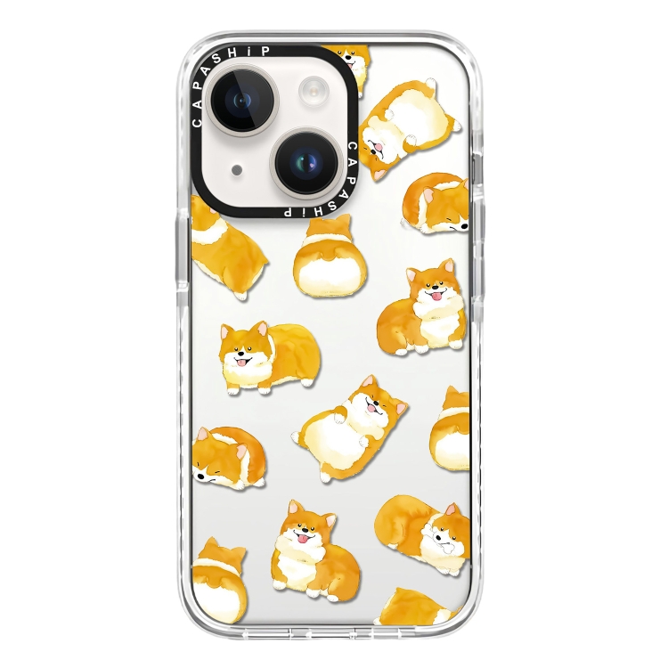 

For iPhone 14 Simple Illustration Pattern Full Coverage Phone Case(Cute Dog Bear A)