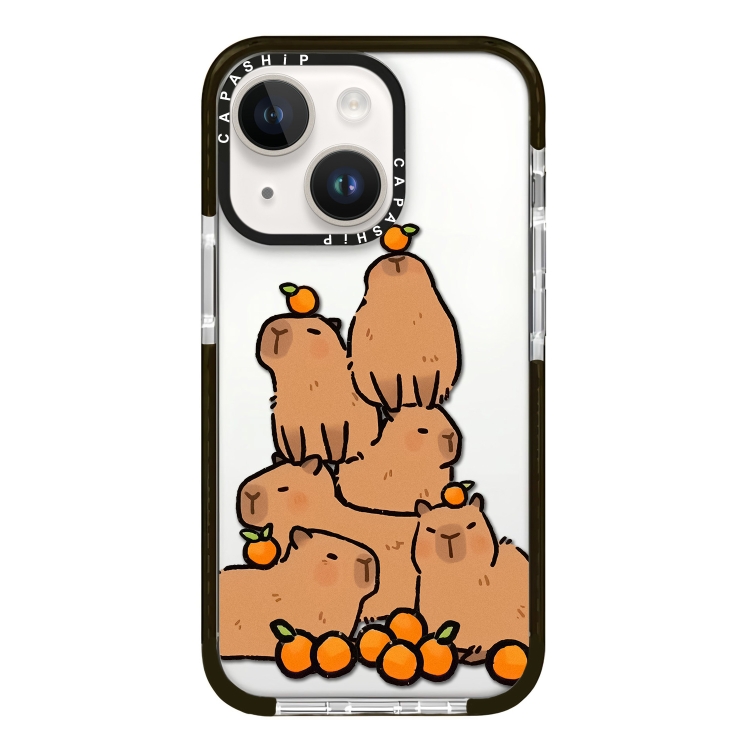 

For iPhone 14 Simple Illustration Pattern Full Coverage Phone Case(Capybara A)