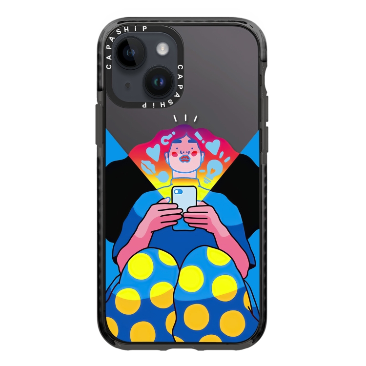 

For iPhone 14 Plus Simple Illustration Pattern Full Coverage Phone Case(Personality Girl A)