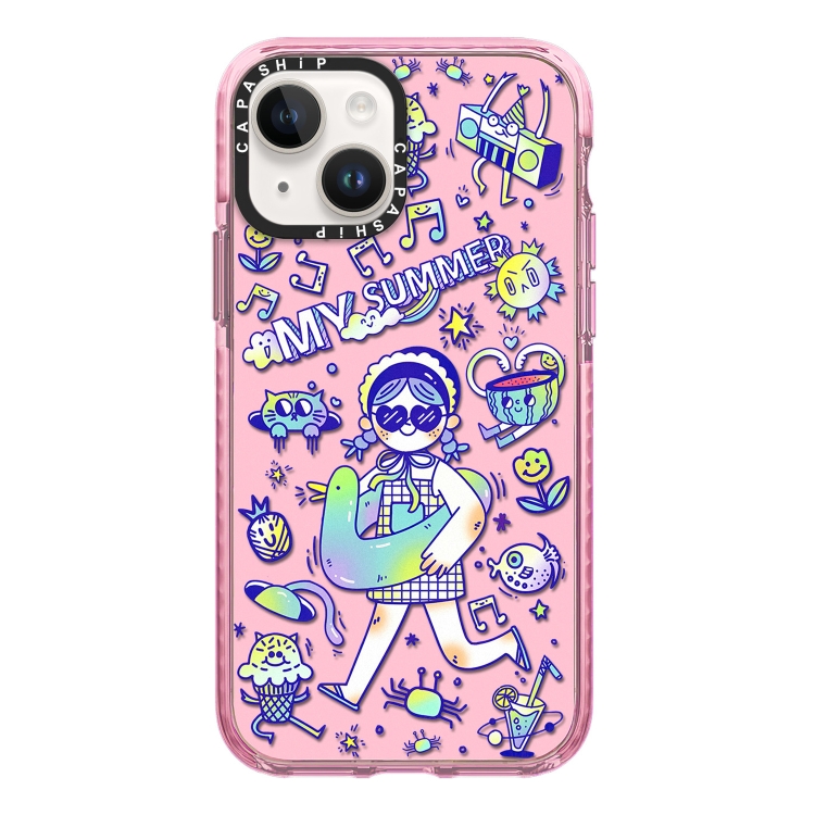 

For iPhone 14 Plus Simple Illustration Pattern Full Coverage Phone Case(Summer Vacation A)
