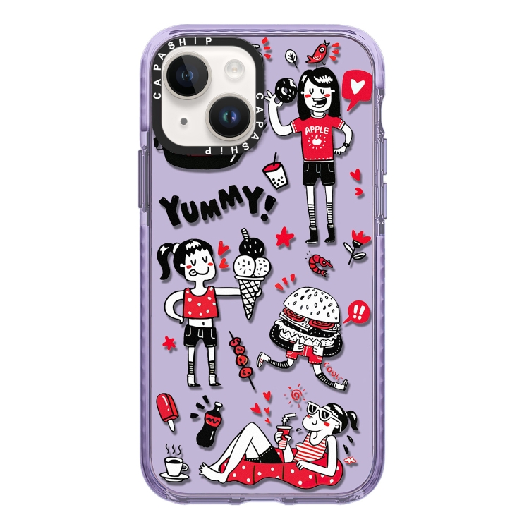 

For iPhone 14 Plus Simple Illustration Pattern Full Coverage Phone Case(Summer Vacation B)