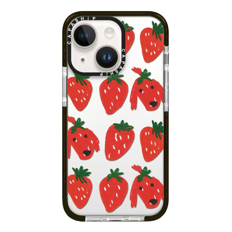 

For iPhone 14 Plus Simple Illustration Pattern Full Coverage Phone Case(Strawberry Dog)