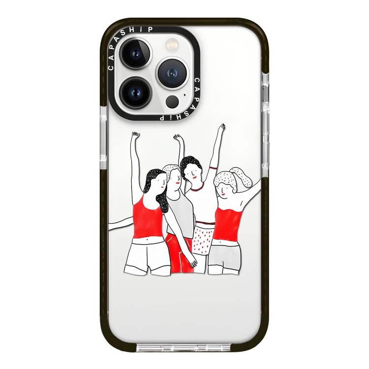 

For iPhone 14 Pro Simple Illustration Pattern Full Coverage Phone Case(Happy Friend B)