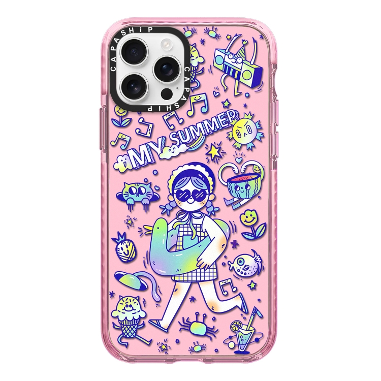 

For iPhone 14 Pro Simple Illustration Pattern Full Coverage Phone Case(Summer Vacation A)