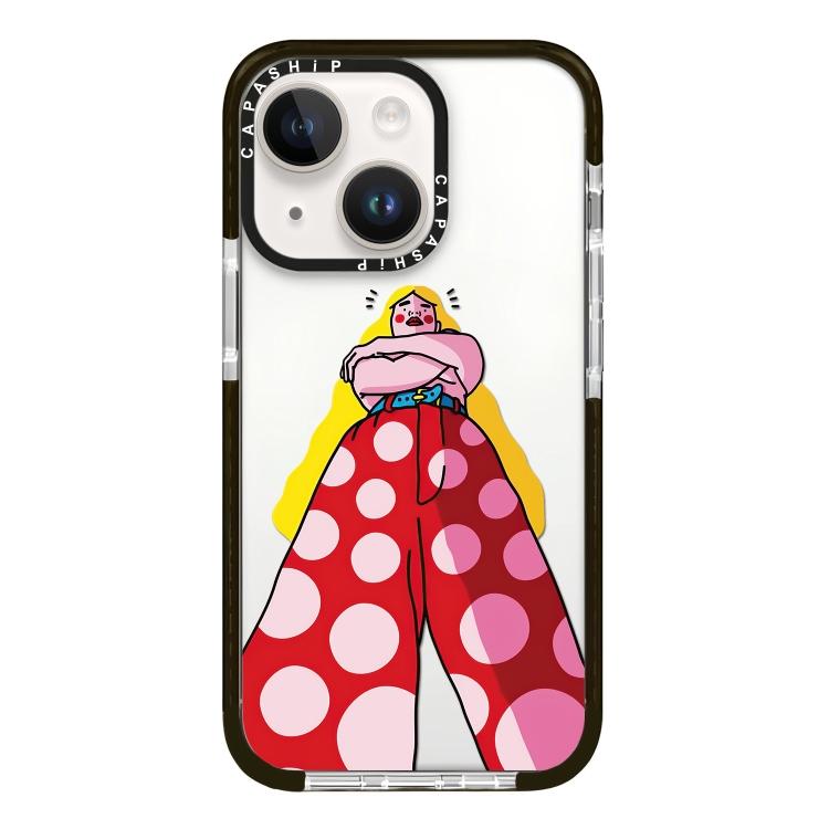 

For iPhone 15 Simple Illustration Pattern Full Coverage Phone Case(Personality Girl B)