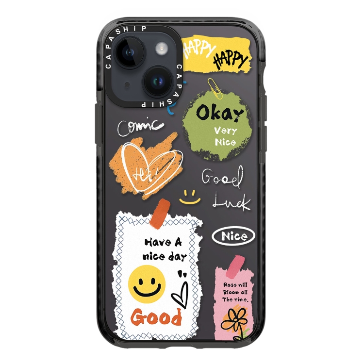

For iPhone 15 Plus Simple Illustration Pattern Full Coverage Phone Case(Happy Every Day D)