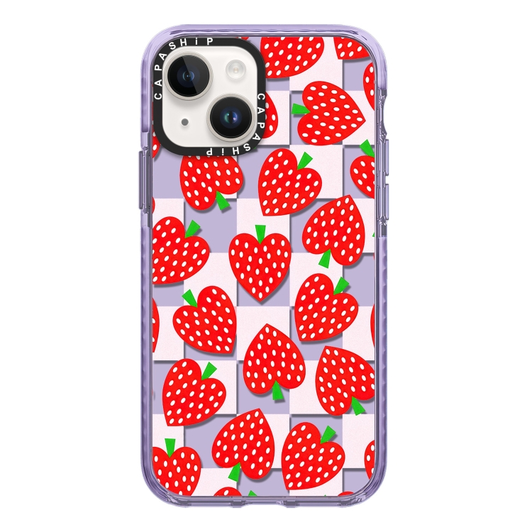 

For iPhone 15 Plus Simple Illustration Pattern Full Coverage Phone Case(Love Strawberry)