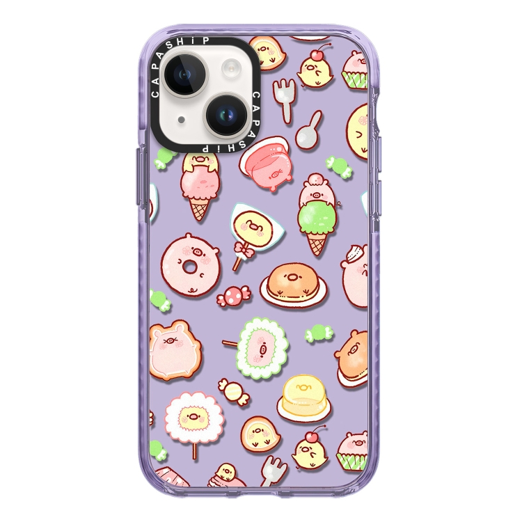 

For iPhone 15 Plus Simple Illustration Pattern Full Coverage Phone Case(Ice Cream Piglet)