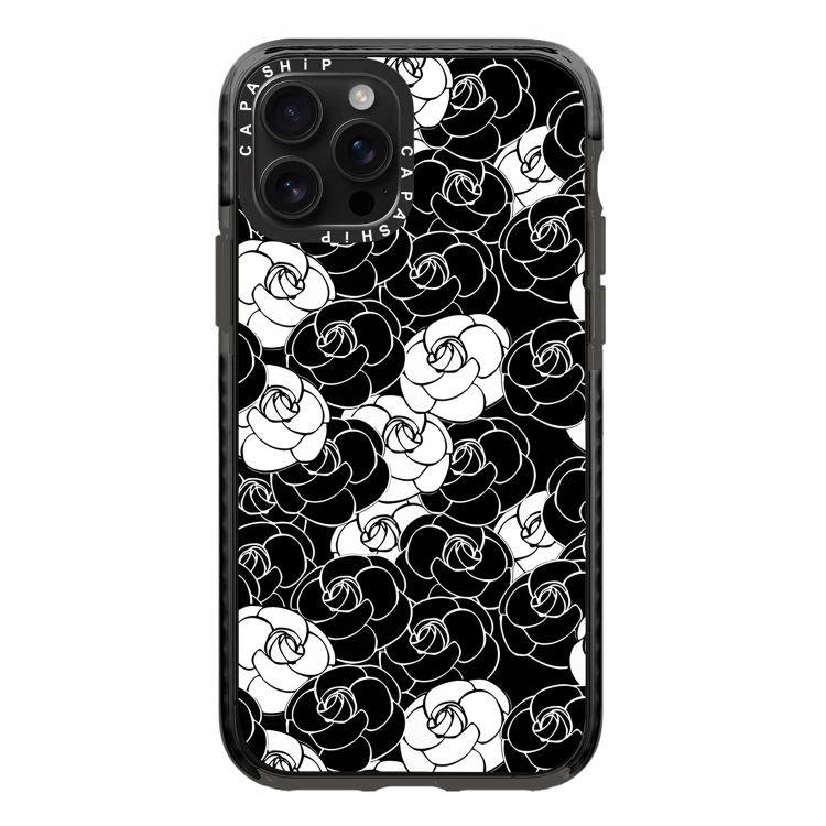 

For iPhone 15 Pro Simple Illustration Pattern Full Coverage Phone Case(Camellia A)