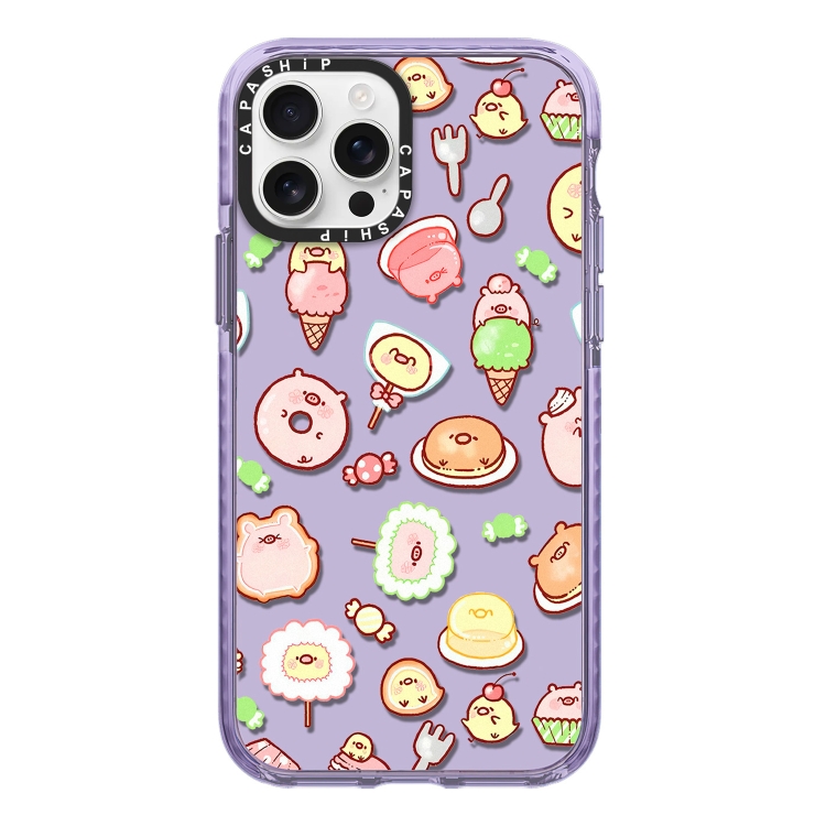 

For iPhone 15 Pro Simple Illustration Pattern Full Coverage Phone Case(Ice Cream Piglet)