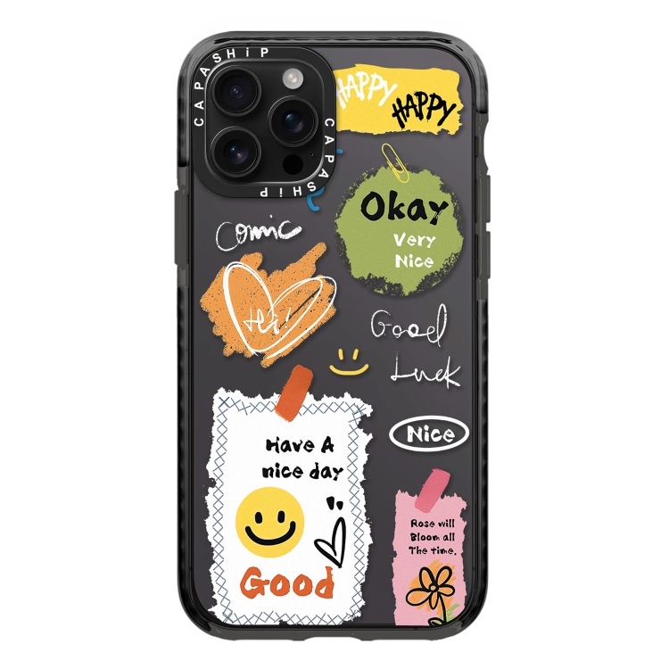 

For iPhone 15 Pro Max Simple Illustration Pattern Full Coverage Phone Case(Happy Every Day D)