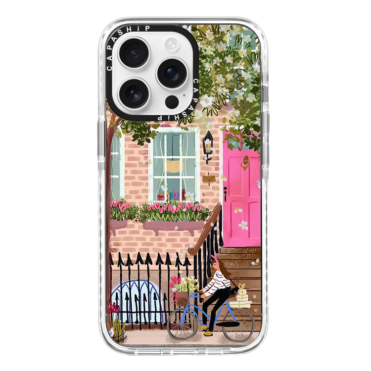 

For iPhone 15 Pro Max Simple Illustration Pattern Full Coverage Phone Case(Spring Scene E)