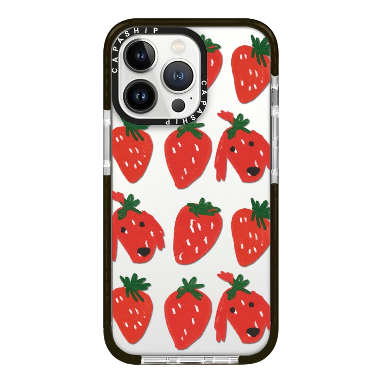 

For iPhone 15 Pro Max Simple Illustration Pattern Full Coverage Phone Case(Strawberry Dog)