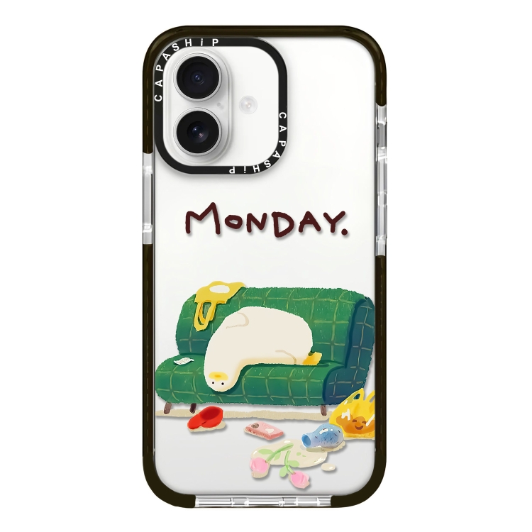 

For iPhone 16 Simple Illustration Pattern Full Coverage Phone Case(Sleeping Duck A)