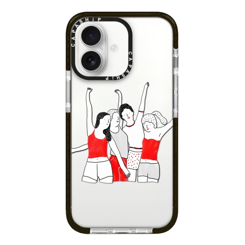 

For iPhone 16 Simple Illustration Pattern Full Coverage Phone Case(Happy Friend B)