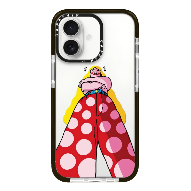 

For iPhone 16 Simple Illustration Pattern Full Coverage Phone Case(Personality Girl B)