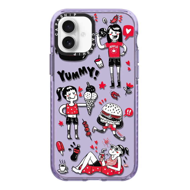 

For iPhone 16 Simple Illustration Pattern Full Coverage Phone Case(Summer Vacation B)