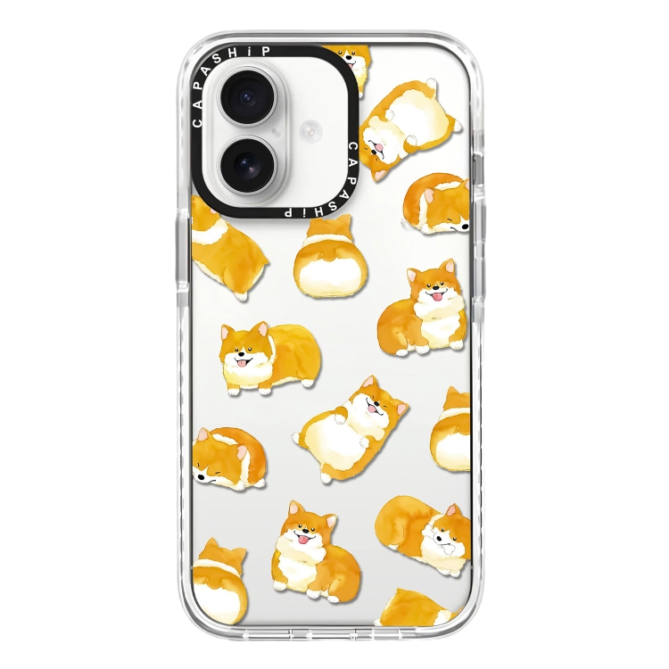 

For iPhone 16 Simple Illustration Pattern Full Coverage Phone Case(Cute Dog Bear A)