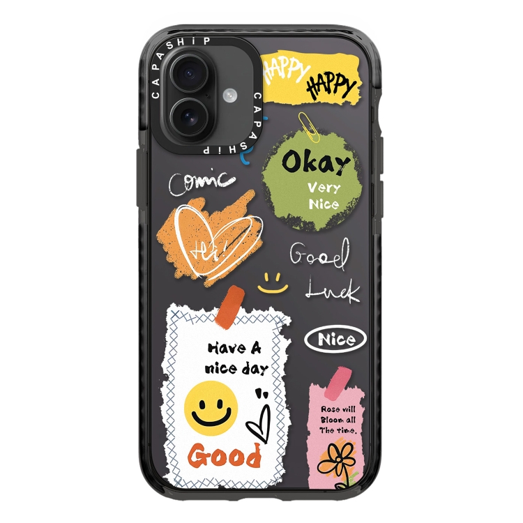 

For iPhone 16 Plus Simple Illustration Pattern Full Coverage Phone Case(Happy Every Day D)
