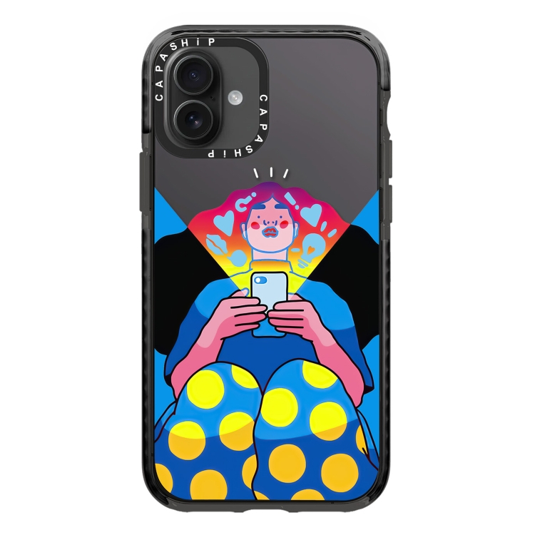 

For iPhone 16 Plus Simple Illustration Pattern Full Coverage Phone Case(Personality Girl A)