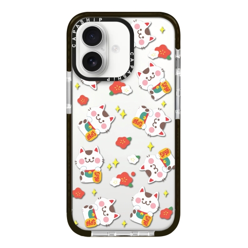 

For iPhone 16 Plus Simple Illustration Pattern Full Coverage Phone Case(Lucky Cat A)