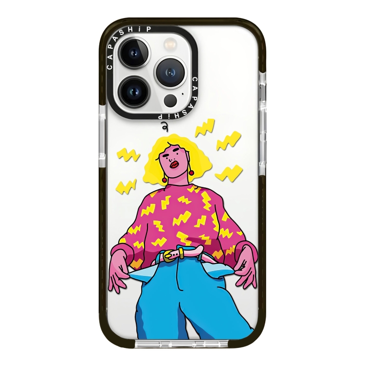 

For iPhone 16 Pro Simple Illustration Pattern Full Coverage Phone Case(Personality Girl C)