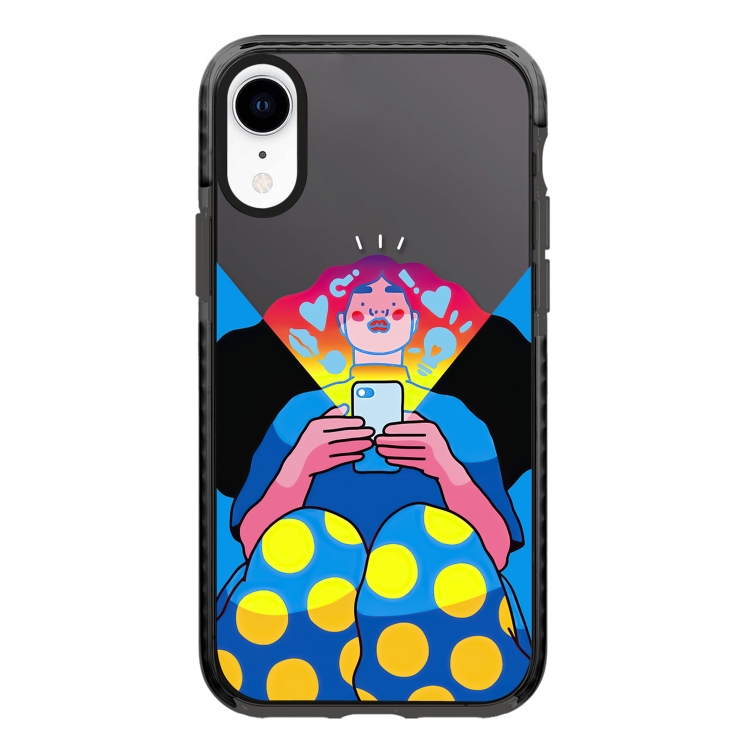 

For iPhone XR Simple Illustration Pattern Full Coverage Phone Case(Personality Girl A)