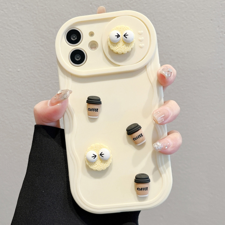 

For iPhone 11 Briquettes Sliding Camshield 3D Coffee TPU Phone Case(Yellow)