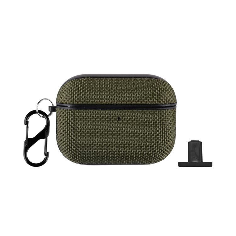 

For AirPods Pro 2 Nylon Waterproof Wireless Earphone Case with Hook(Army Green)