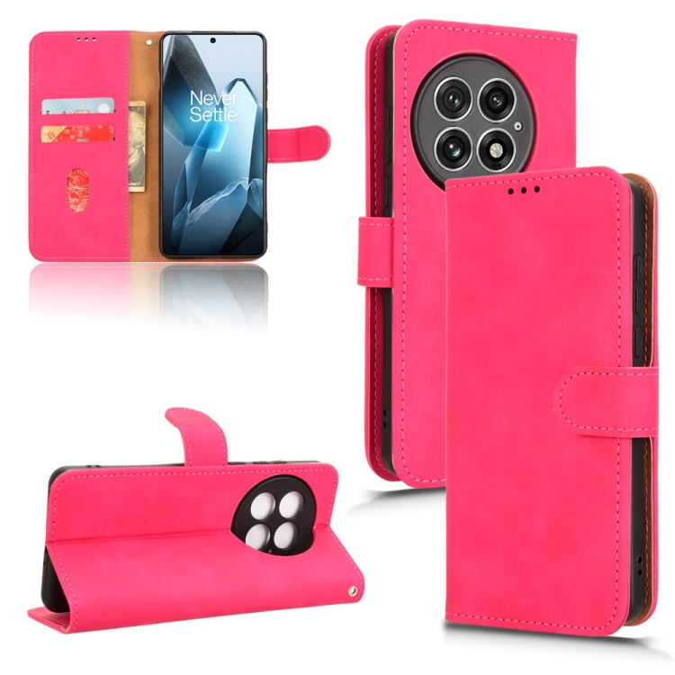 

For OnePlus 13 Skin Feel Magnetic Flip Leather Phone Case(Rose Red)