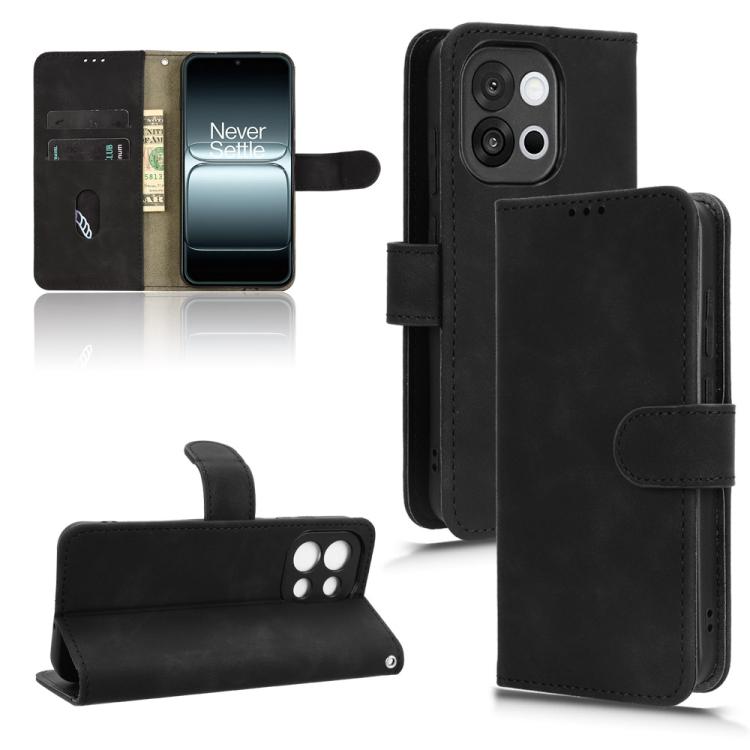 

For OnePlus 13T Skin Feel Magnetic Flip Leather Phone Case(Black)