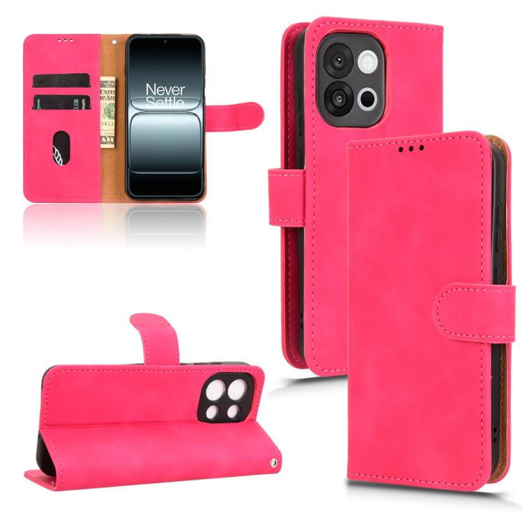

For OnePlus 13T Skin Feel Magnetic Flip Leather Phone Case(Rose Red)