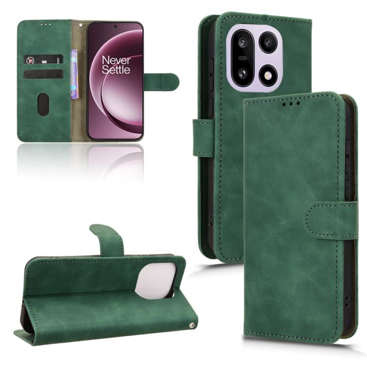 

For OnePlus 15 Skin Feel Magnetic Flip Leather Phone Case(Green)