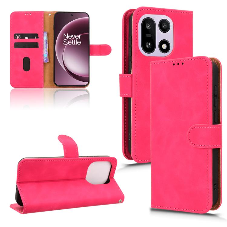 

For OnePlus 15 Skin Feel Magnetic Flip Leather Phone Case(Rose Red)