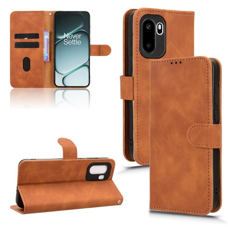 

For OnePlus Ace 6 Skin Feel Magnetic Flip Leather Phone Case(Brown)