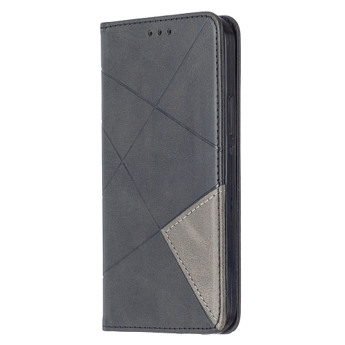 

For iPhone 12 / 12 Pro Rhombus Texture Horizontal Flip Magnetic Leather Case with Holder & Card Slots(Black)