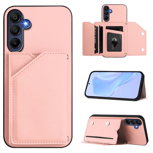 

For Samsung Galaxy A16 Skin Feel Four Card Slots Phone Case with Wrist Strap(Pink)