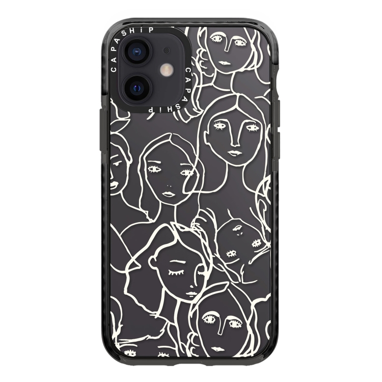 

For iPhone 12 mini Simple Illustration Pattern Full Coverage Phone Case(Simple Girl A)