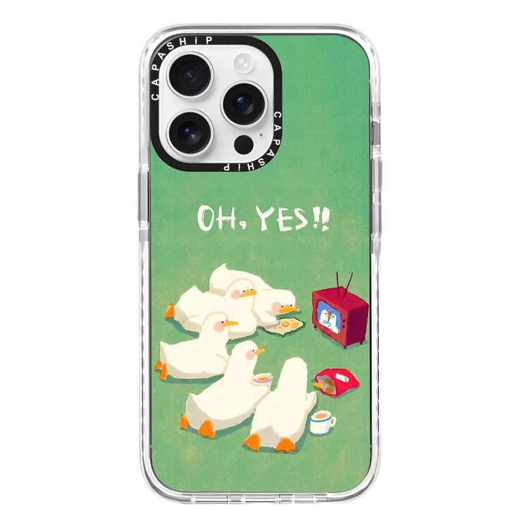 

For iPhone 12 Pro Max Simple Illustration Pattern Full Coverage Phone Case(Watch TV Duck)