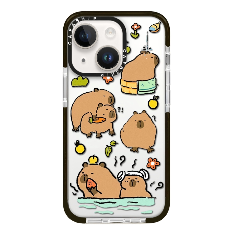 

For iPhone 13 Simple Illustration Pattern Full Coverage Phone Case(Capybara B)