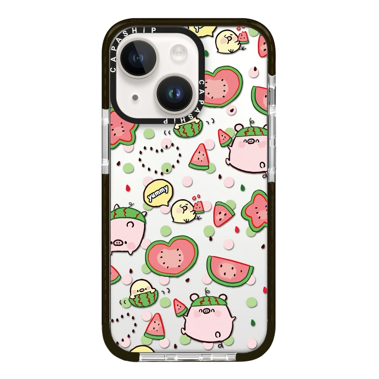 

For iPhone 13 mini Simple Illustration Pattern Full Coverage Phone Case(Watermelon Pig)