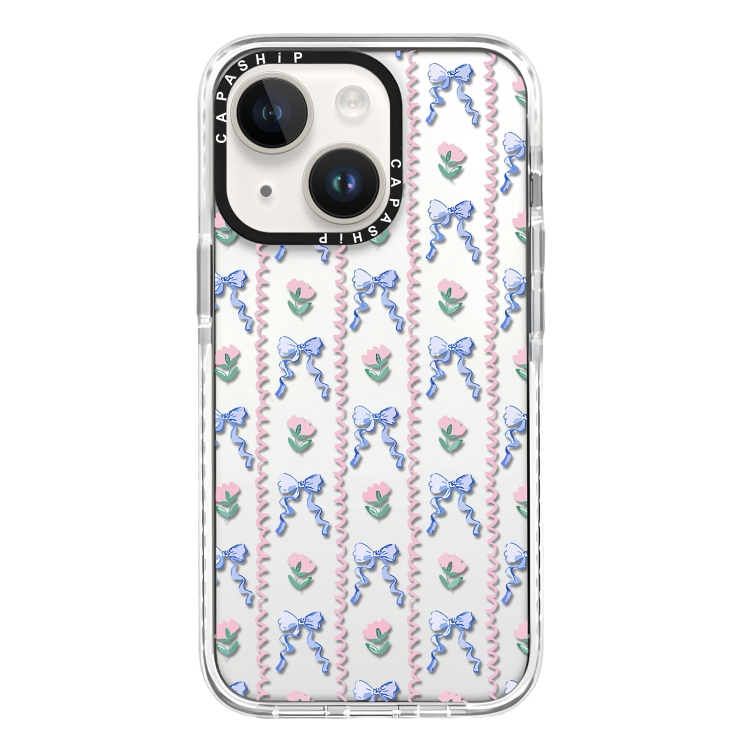 

For iPhone 13 mini Simple Illustration Pattern Full Coverage Phone Case(Bowknot Flowers)