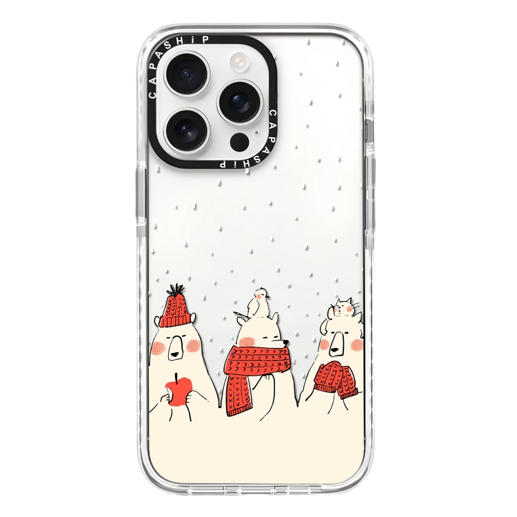 

For iPhone 13 Pro Simple Illustration Pattern Full Coverage Phone Case(Winter Bear)