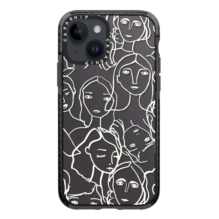 

For iPhone 14 Simple Illustration Pattern Full Coverage Phone Case(Simple Girl A)