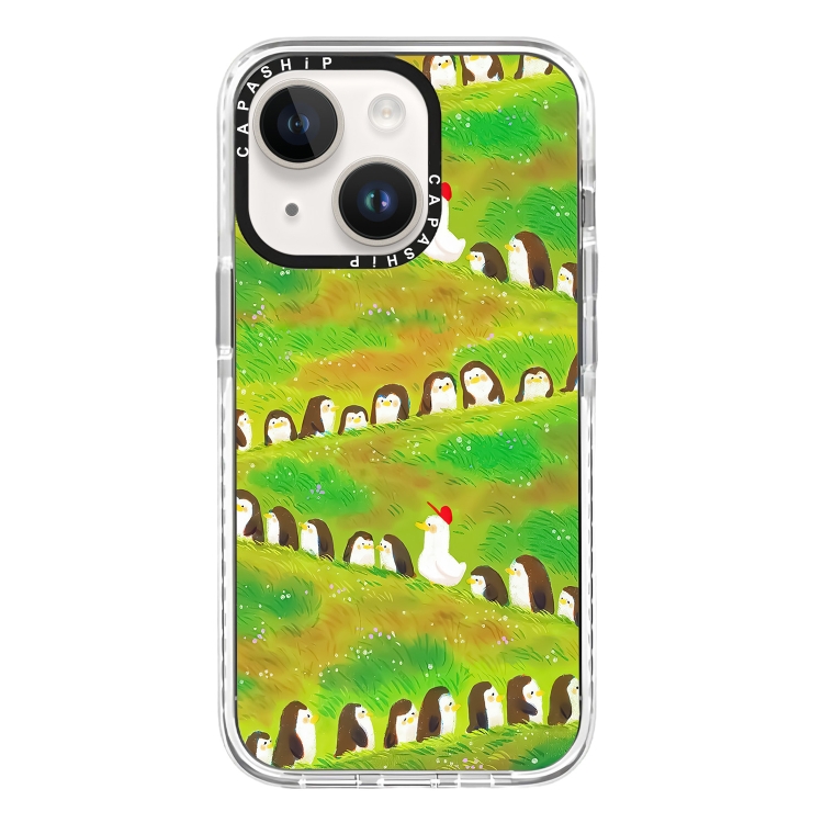 

For iPhone 14 Simple Illustration Pattern Full Coverage Phone Case(Penguin)
