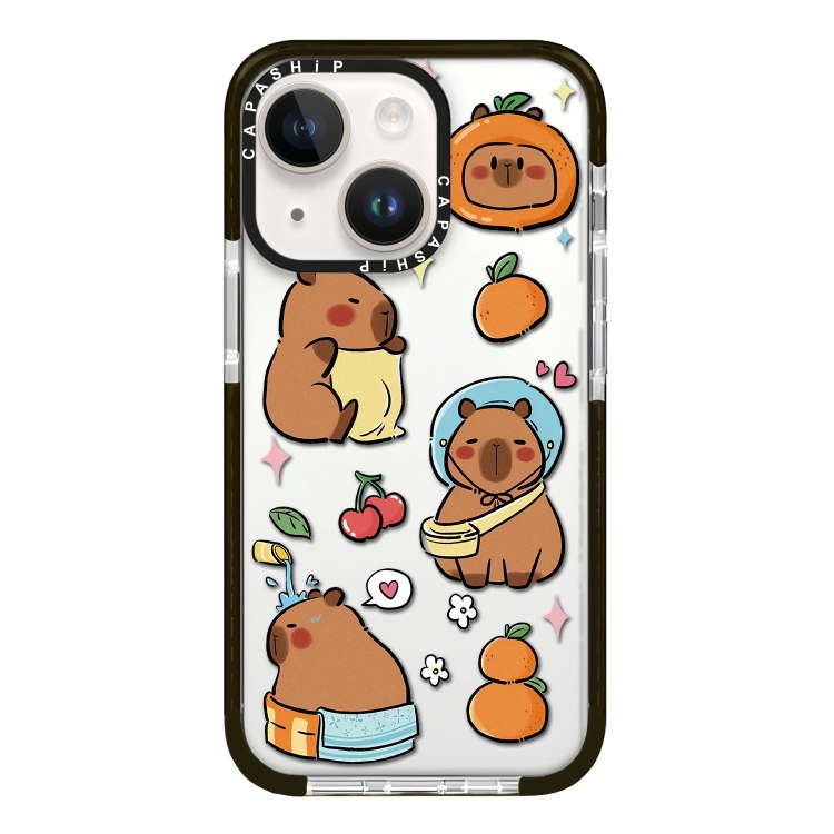 

For iPhone 14 Plus Simple Illustration Pattern Full Coverage Phone Case(Capybara C)