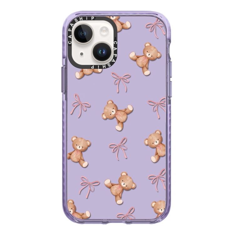 

For iPhone 15 Plus Simple Illustration Pattern Full Coverage Phone Case(Bear Bow)